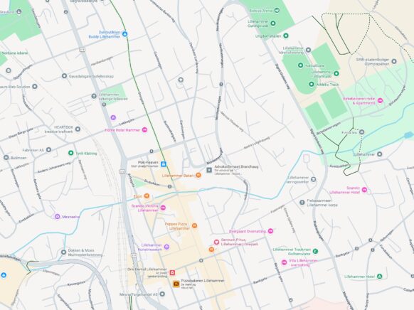 Kart over Lillehammer som illustrerer at NAP er viktig for SEO og GEO