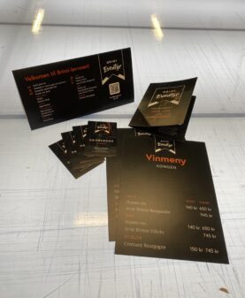 Menyer og drikkebonger til Brimi i Vågå